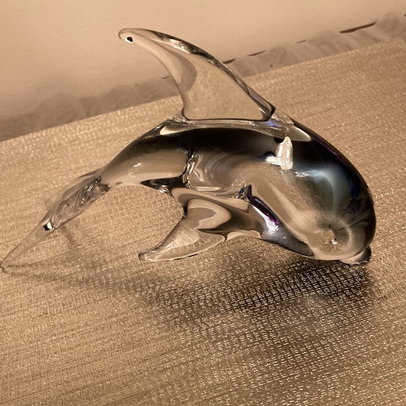 FORMIA MURANO Hand Blown Glass Shades of Grey Dolphin Made in Italy - Picture 3 of 7